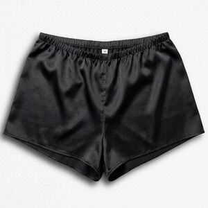 Stars Above XL Black Satin Pajama Shorts Elastic Waist Sleepwear Loungewear